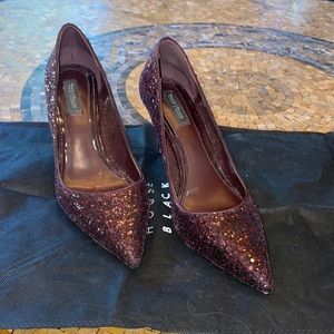 White House Black Market Burgundy Sparkle Gitty Heels Size 8